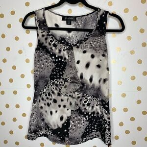 𝅺st. John Sleeveless Silk Printed Ruffle Blouse P